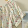 Blusa Casual de Verano 2026 de Algodón y Lino con Estampado Floral y Escote Elástico, Top de un Hombro Dulce y Juvenil