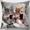 Fronha de gato mais vendida da TEMU para brincar com celular, capa de almofada decorativa para sofá de casa com estampa digital ultra macia