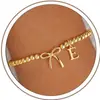 Pulsera de Metal con Baño de Cobre y Lazo con 26 Letras, Transfronteriza Europea y Americana de Aliexpress, Joyería de Moda y Versátil, en Stock al por Mayor