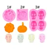Molde de Silicone de Abóbora de Halloween DIY Chocolate Assar Fondant Caveira Decoração de Bolo Acessórios Molde