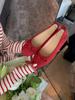 Versión de Piel de Oveja de Zapatos Planos Estilo Ballet Color Uva con Punta Redonda y Moño, Zapatos de Boca Baja Suaves para Mujer, Mocasines de Piel Genuina