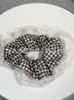 Elástico de Cabelo Scrunchie Listrado com Renda Estilo Coreano para Mulheres, Acessório de Cabelo Suave e Elegante, Elástico de Cabelo Scrunchie Estilo Coreano