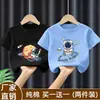 Top de Algodão Puro Roupas de Verão para Bebê Camiseta Base Estilosa com Desenho Camiseta da Moda Camiseta para Meninos 2026 Nova Manga Curta de Verão para Crianças