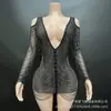 Vestidos de Noche con Pedrería Disfraces para Mujer Dropshipping Cadena de Cristal Sexy Caliente Vestido de Graduación a la Rodilla Disfraces para Reuniones de Fiesta