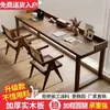 Escritorio doble de madera maciza, mesa larga apoyada en la pared, diseño simple y moderno, adecuado para uso doméstico, escritorio de estudio para estudiantes, escritorio de escritura y escritorio de computadora para oficina