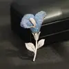 Broche de Lirio Azul Electroplateado de Dos Tonos de Gama Alta, Elegante y Atmosférico Broche de Ramo de Piedras, Accesorios de Ramillete para Mujer