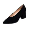 Zapatos de trabajo de gamuza negra para mujer, nuevo modelo otoño 2026, tacones altos de punta cuadrada, cómodos para estar de pie mucho tiempo, zapatos profesionales para mujer