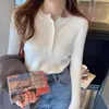 Tricô Gola Redonda Feminino Outono e Inverno Novo Estilo Outono e Inverno Estilo Camisa de Camada Interna Design de Tricô de Nicho Cor Damasco