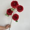 En stock, nueva flor de simulación de 4 cabezas, peonía Luoshen, arreglo floral decorativo alto para techo de auditorio de bodas, jarrón de flores