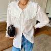 Camisa de Tencel Coreana para Mujer Diseño Otoñal Camisa Blanca Francesa de Manga Larga Elegante Aroma Pequeño Top para Mujer de Oficina