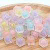 Cuentas cuadradas de acrílico en color transparente esmerilado, pulsera de cubo, cadena para teléfono móvil, accesorios de joyería de bricolaje con cuentas