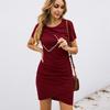 Vestido de verano de manga corta, ajustado e irregular, para mujer, de Amazon, comercio exterior, 600104YY0001