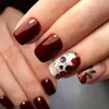 24 Peças Venda Quente Transfronteiriça Unhas Vestíveis Halloween Teia de Aranha Em relevo Folha de Ouro Removíveis Unhas Postiças Manicure Pronta Atacado