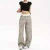 Pantalones Casuales de Leopardo Retro Americano Primavera Verano, Scimitar, Unisex, Holgados, Versátiles, Silueta Casual Desestructurada, Pantalones de Longitud al Suelo
