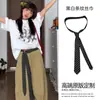 Corbata Rayada Estilo Rosa, Accesorio de Cintura de Jeans Retro Americano, Cinturón en Capas, Bufanda de Cuello Casual Atada a Mano