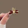 Elegante doce strass arco pato bill clipe grampo de cabelo 2024 novo high-end side forehead bangs hairpin