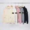 Chamarra Sudadera Cross-Border Ston Stone con Parche de Brújula Bordado 26Ss Chamarra con Capucha de Felpa de Color Sólido con Bolsillo Lateral