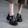 Shanghai Jiejie 2025 Primavera y Verano Nuevos Mocasines Plataforma Altura Aumentada Combinables Zapatos Casuales de Una Capa Pulidos a Color Zapatos Vintage para Mujer