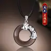 Collar con Colgante para Hombre Moderno Elegante Sencillo Versátil Obsidiana Hebilla de Seguridad Plata de Ley S925 Joyería para Mujer
