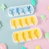 Venta al por mayor transfronteriza Nuevo Molde de Hielo para Paletas de Helado de Dibujos Animados de Grado Alimenticio con Tapa, Herramienta de Molde de Helado de Silicona de 4 Piezas