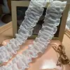 Borda de renda de tule plissado branca de 4,5 cm de largura para roupas de boneca Lolita e decoração DIY