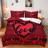 SHEIN jogo de cama de três peças decoração de feriado Dia dos Namorados impressão digital quarto decoração de casa jogo de cama de três peças