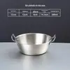 Tazón de Acero Inoxidable 304 para Vino de Arroz Coreano Espesado con Asa Restaurante Tienda de Barbacoa Snack Condimento Tazón Kimchi de Doble Asa