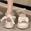 Sandalias de Vacaciones de Princesa Verano 2023 Nueva Llegada Lazo Plataforma Celebridad Cibernética Estilo Hada Falda Zapatos Romanos