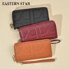 Nueva cartera de mujer color sólido simple superficie suave bolso de mano con una sola cremallera gran capacidad bolsa para teléfono móvil monedero multifuncional