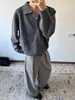 Cárdigan de punto retro con solapa estilo americano, suéter casual de ajuste holgado para hombre, prenda exterior versátil y discreta de color liso, estilo cleanfit