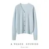Suéter de Cachemira para Mujer 100% Cachemira Pura Otoño e Invierno 2025 Nuevo Cuello en V Chaqueta de Punto Cálida Suéter Negro Cárdigan Top