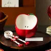 Tazón de Manzana Creativo y Lindo Cuchara Tazón de Manzana Cerámico Cuchara para Sopa Cuchara Pequeña de Grado Alimenticio Cuchara para Sopa para el Hogar Tazón para Comer