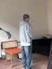 Moletom com Capuz Cardigan Zíper Cruzado Masculino Outono Retro Americano Peso Pesado com Capuz Toque de Luxo Jaqueta Curta