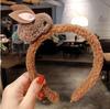 Faixa de cabelo de coelho fofo de celebridade da Internet estilo coreano Faixa de cabelo Grampo de cabelo Acessórios para cabelo Faixa de cabeça infantil Faixa de borracha Pelúcia Tridimensional