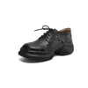 Mocasines de piel con suela gruesa de 6 cm, puntera redonda, diseño de cordones y un estilo retro, versátil con tacón grueso.