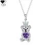 Collar Colgante de Oso Lindo Microincrustado Transfronterizo Europeo y Americano para Mujer Cadena de Clavícula de Alto Nivel Accesorios Sentido del Diseño Colgante de Moda