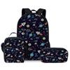 Mochila Espacial para Estudiantes de Primaria y Secundaria de Tres Piezas Impresión DIY Mochila Infantil Correa de Hombro Bolsa para Comida Bolsa para Papelería