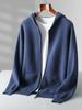 2024 Outono e Inverno Novos Cardigan de Lã 100 Masculino Jovem e de Meia-Idade Casual Com Capuz Cardigan Com Zíper Jaqueta Engrossada