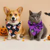 Bandana de decoração de Halloween para pet, bandana triangular de feriado para cachorros e gatinhos, babador para pet com estampa de abóbora e fantasma
