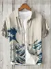 Ropa de Verano para Hombre Estilo Étnico Retro Camisa Lino Flor de Ciruelo Bambú Nacional Impresión Digital 3D Moda Juvenil Tendencia Mayoreo