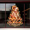 Decoraciones para Tienda de Año Nuevo Ruso Llama Festiva Roja Oveja Roja 2027 Fuegos Artificiales Pegatinas para Ventana Electrostáticas