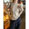 Suéter de Tricô Gola Redonda Feminino 2026 Primavera Outono Moda Estiloso Versátil Emagrecedor Cropped Manga Longa Tricô