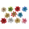Flores Artificiais Flores de Natal com Pó Dourado Decoração de Casa Flores de Natal Flores Azuis Decoração de Natal Presentes