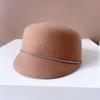 Gorra de pico con cadena de pedrería francesa para mujer, sombrero de fieltro cálido para otoño e invierno, sombrero bombín de lana australiana, sombrero de equitación estilo socialité, moda