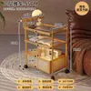Mesa auxiliar pequeña con ruedas, Gabinete lateral para sofá de sala de estar, Mesa de centro de madera maciza estilo antiguo, Estante de almacenamiento de mesita de noche, Carrito de comedor
