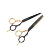 Traje de peluquería al por mayor de 5.5 pulgadas negro y dorado Tijeras de barbero tijeras entresacadoras herramientas de peluquería para niños familia