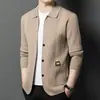 Cardigan de Tricô Masculino Jovem Estilo Novo Primavera e Outono 2024 Jaqueta Masculina Roupa Masculina Casual Cor Sólida Dropshipping