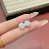Pendientes de Tachuela Cuadrados Pequeños de Circonita de Plata Pura 999 para Mujer, Lujo Ligero de Forma Cuadrada con Diamantes Brillantes, Pendientes de Viaje de Gama Alta, En Stock de Fábrica