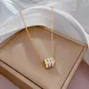 [Aço titânio de corpo inteiro] Colar de ouro verdadeiro com fornalha de cintura pequena minimalista, acessórios de corrente de clavícula vermelha em rede para mulheres