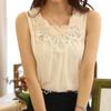 Primavera e Outono sem mangas Top Feminino para Meninas Tesão Chiffon Camisa Slim Belly Cobrindo Base Camisa Pequena Camiseta Solta Interior Trendy